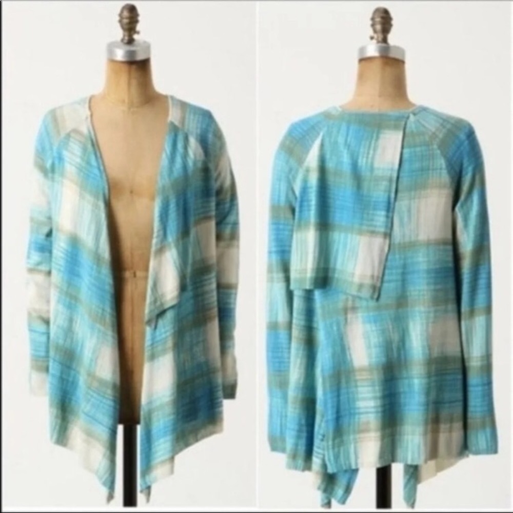 Sparrow plaid waterfall cardigan sweater M